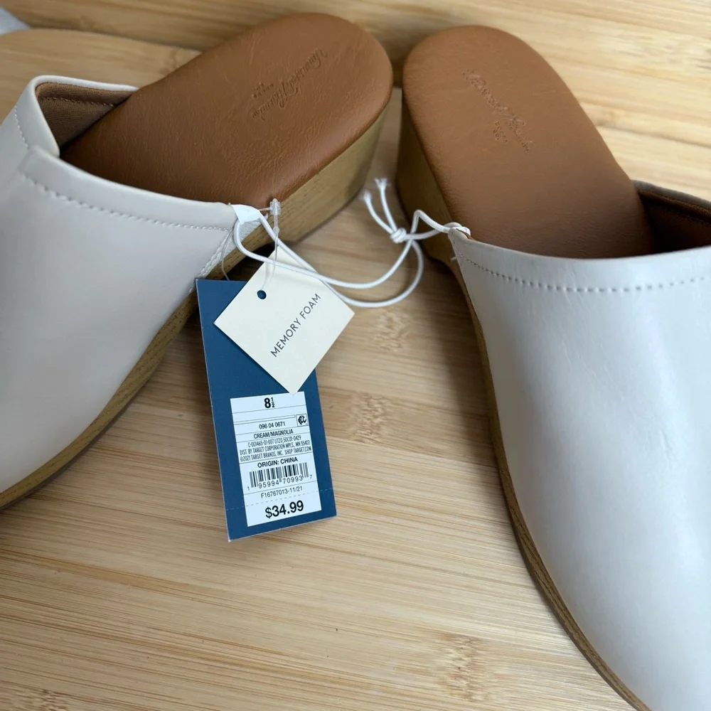 Cream Magnolia Wedge Universal Thread Slip-On Mules Size 8.5 - Picture 8 of 10